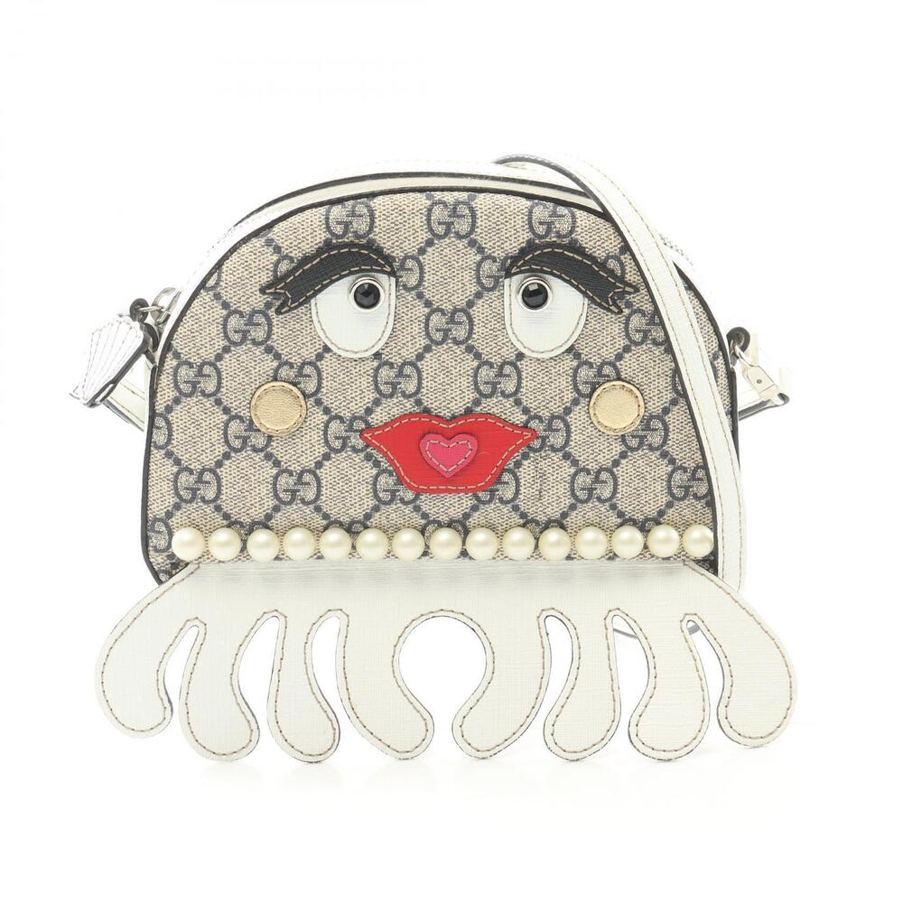 Gucci GG Octopus Shoulder Bag Canvas Leather Beige White Multicolor